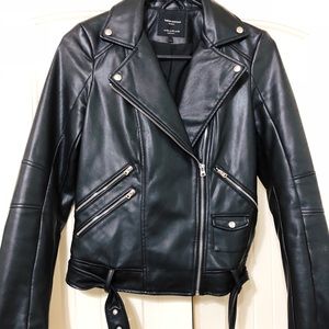 Zara trafaluc faux leather multi zip biker jacket